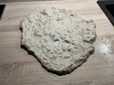 Stretched dough.